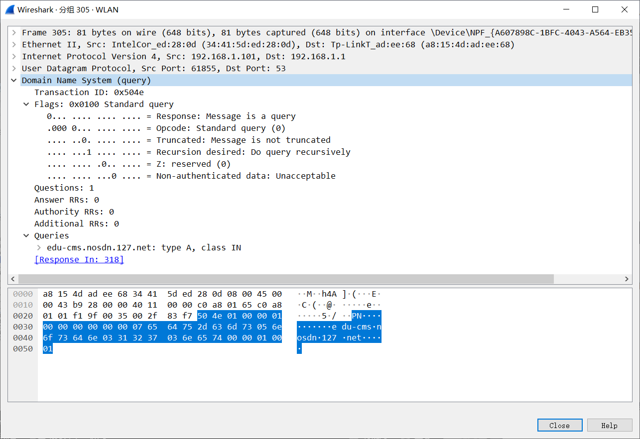 DNS数据包具体格式(查询)